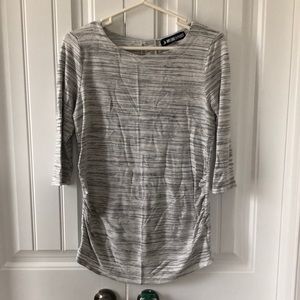 Black and white striped maternity tee